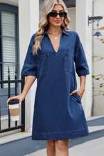 Navy Denim Shirt Dress