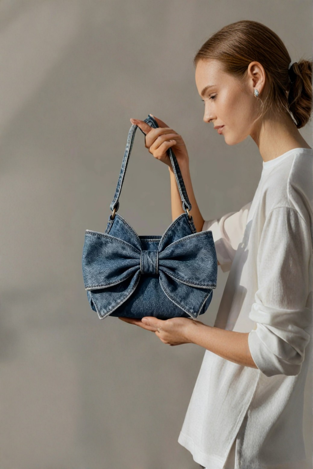 Retro Denim Bow Bag