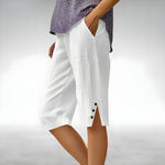 Laurel | Knee-Length Shorts with Buttoned Side Slits