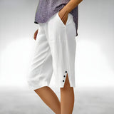 Laurel | Knee-Length Shorts with Buttoned Side Slits