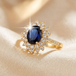 Aoife | Sapphire Halo Ring