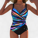 Sophisticated Swimsuit in Rainbow Metallic Stripe