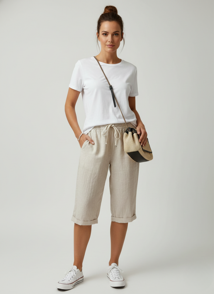 Bali | Knee-Length Drawstring Shorts with Turn-Up Hems