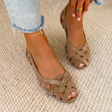 Emerie | Lattice Peep-Toe Flat Sandals