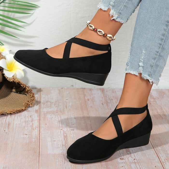 Maria | Low Wedge Shoes with Crossover Straps
