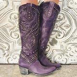 Monique | Studded Knee-High Cowboy Boots with a Pointed Toe