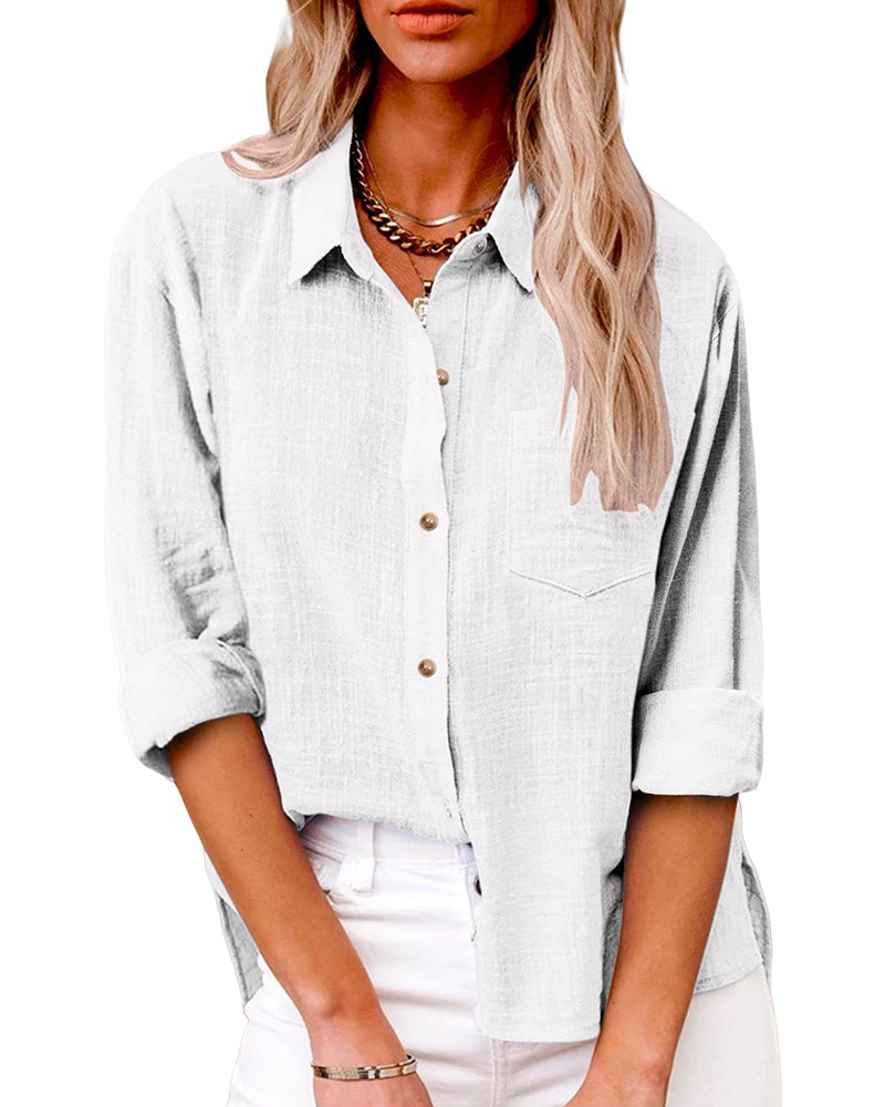Martina | Oversized Shirt with Chest Pocket White, studio photo