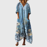 Stella | Flowy Maxi Dress in Slate Blue Blossom