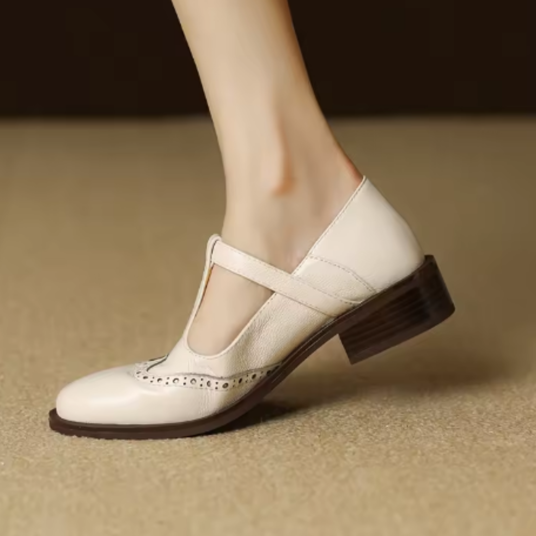 Thin-Strap Flat Leather Mary Janes