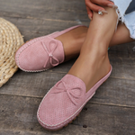Erin | Perforated Backless Loafers with a Bow