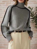 Black Trim Turtleneck Jumper