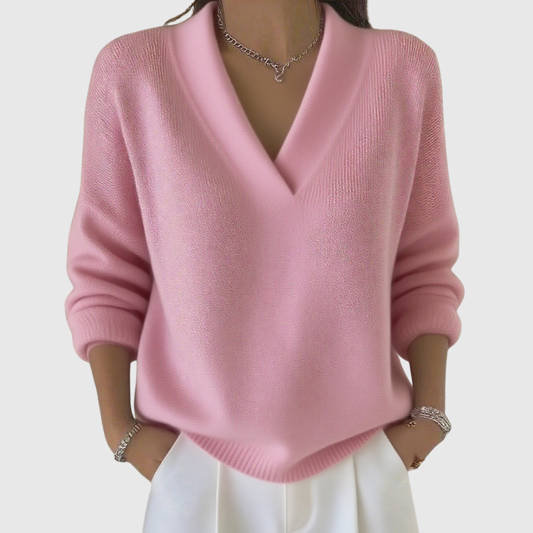 Pink V-Neck Jumper Pink, photo studio