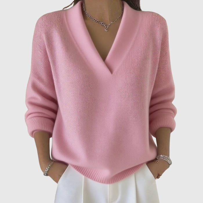 Pink V-Neck Jumper
