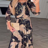 Fenella | Elegant Marble Print Maxi Dress