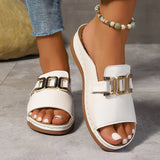 Ellianna | Cushioned Slide Sandals with a Link-Detail Band