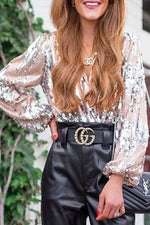 Paulina | Sequin V-Neck Blouse