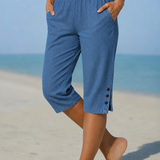 Eileen | Capri Pants with Button Detail at the Hem