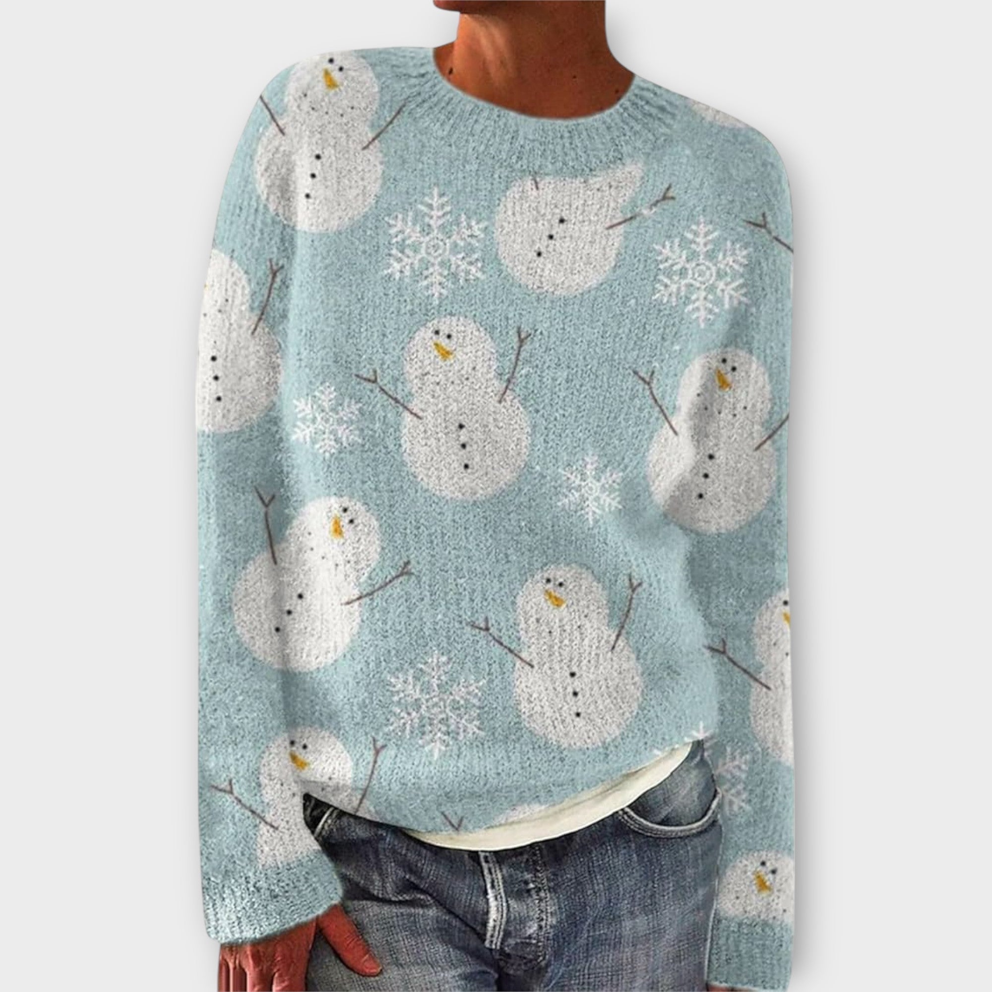Reindeer Christmas Jumper Blue, studio photo