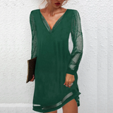 Lorna | V-Neck Evening Dress with Sparkly Sleeves
