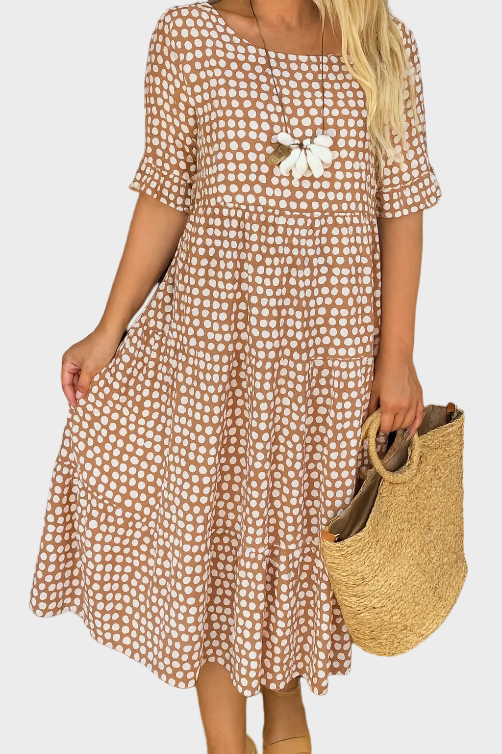 Short-Sleeve Midi Dress