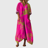 Jane | Colourful Print Maxi Dress in Fuchsia Blossom