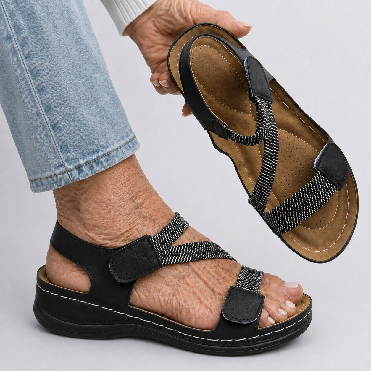 Lylia Orthopedic Comfort Sandals Black, photo studio