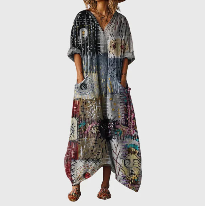 Colourful Print Maxi Dress