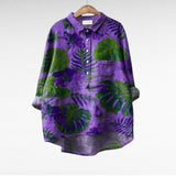 Elegant Summer Blouse in Purple Palm