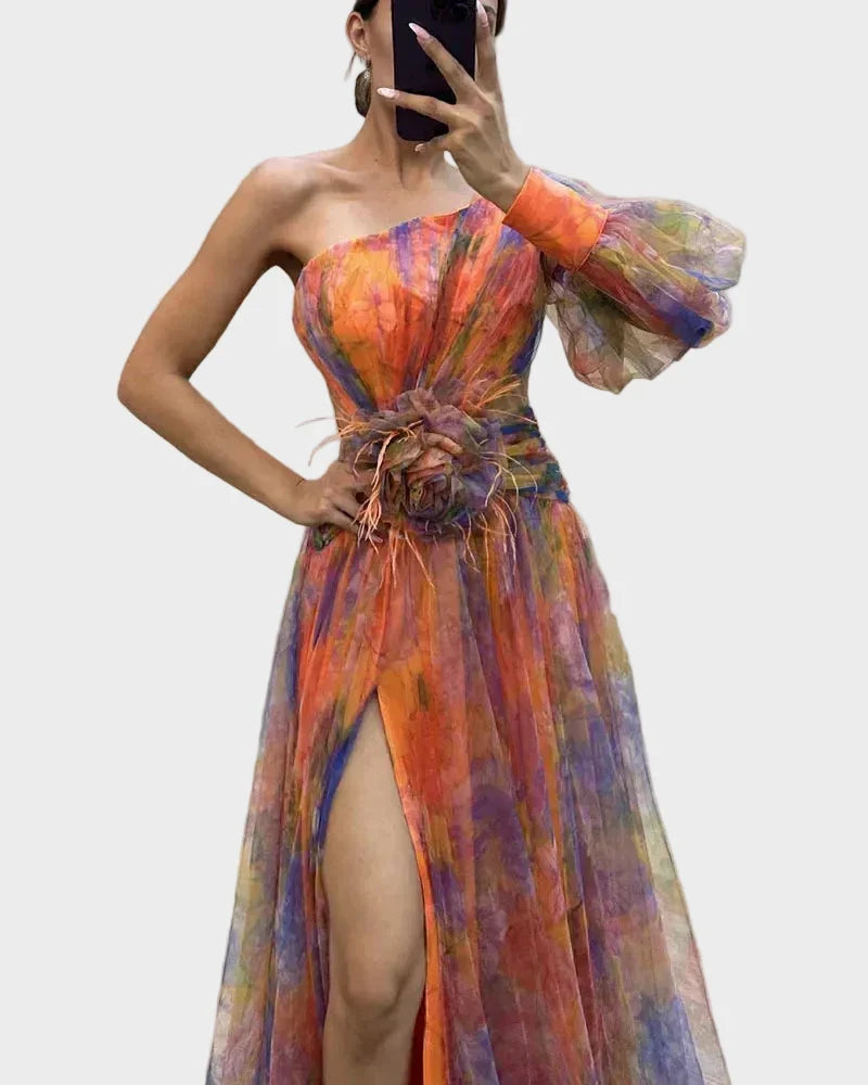 Nadine | Elegant Dress for Women Orange, photo studio