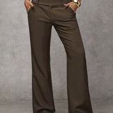 Camille | High-Waisted Wide-Leg Trousers with a Button Waist