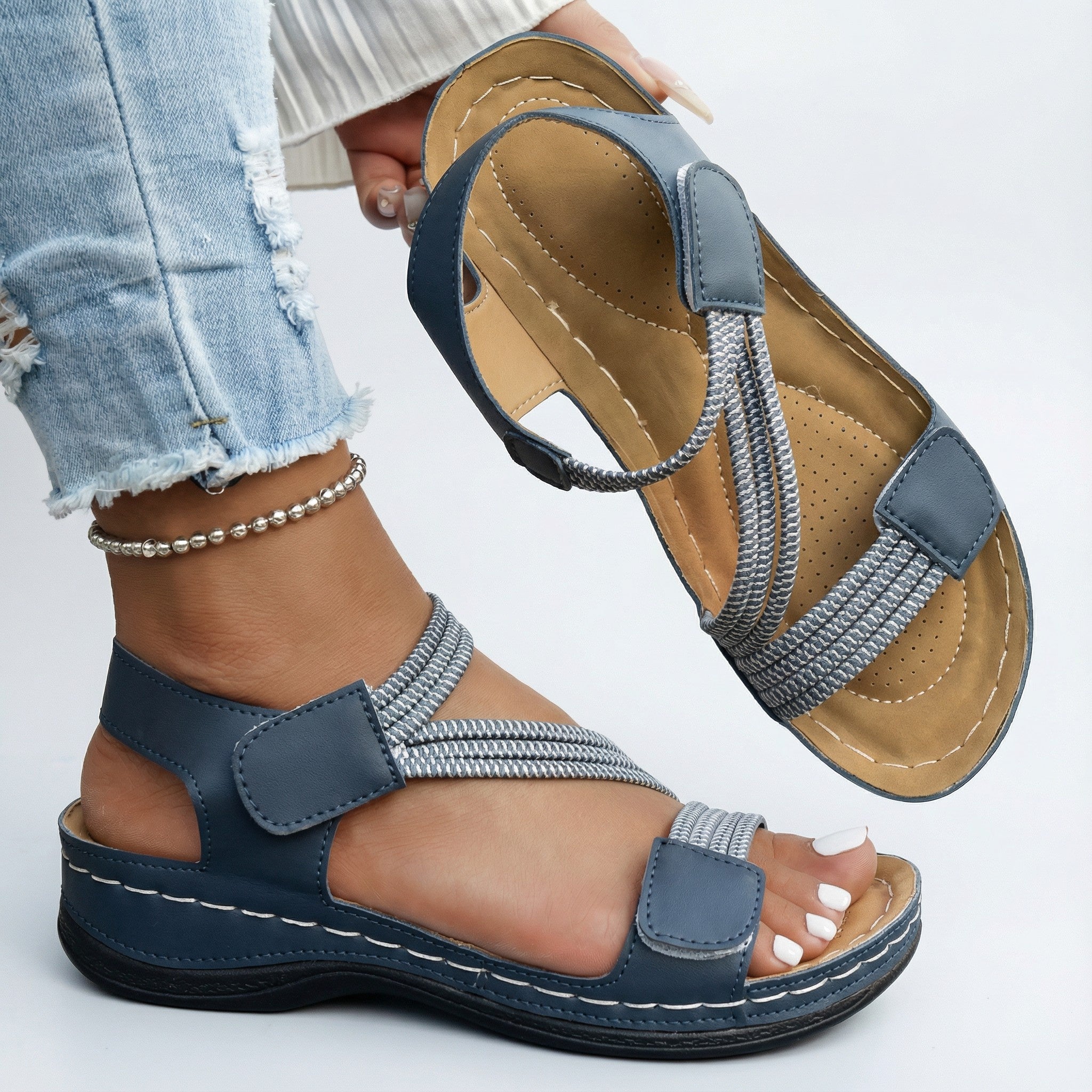 Lylia Orthopedic Comfort Sandals Blue, photo studio