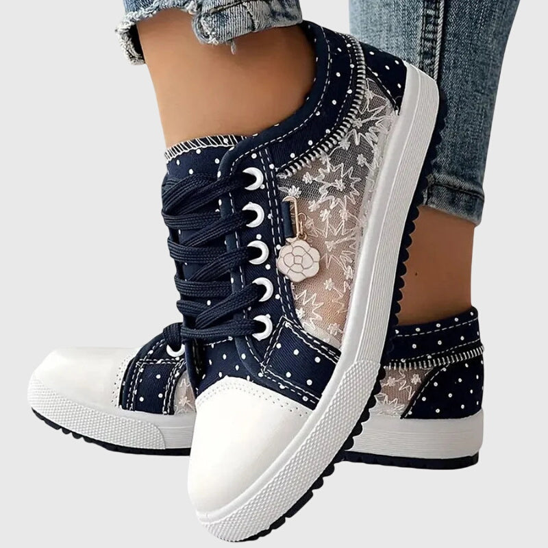 Albertine | Orthopaedic Sneakers with Embroidered Panels Sky Blue, photo studio