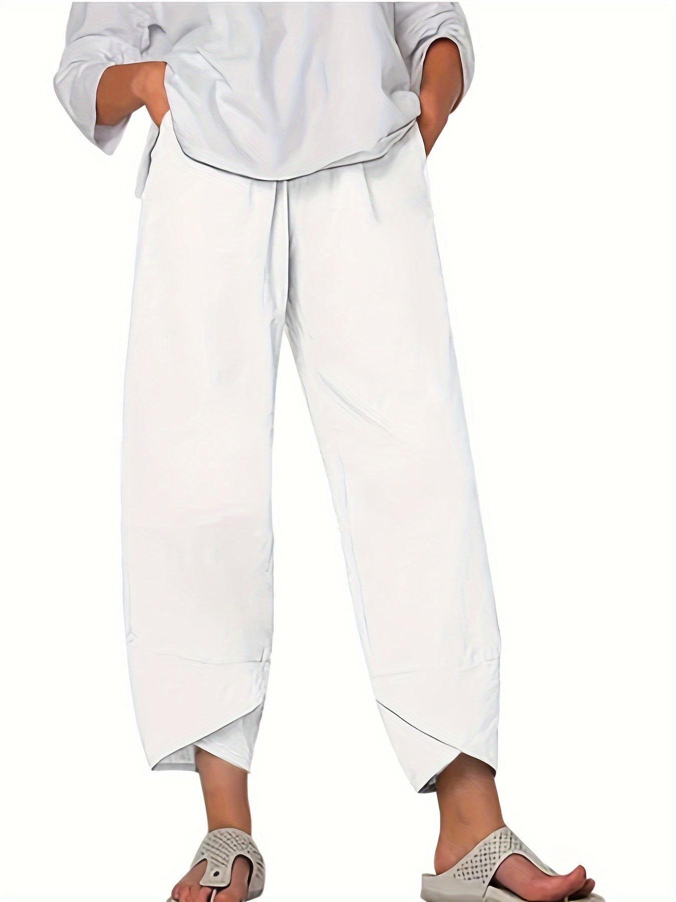 Kaeli Elegant Side-Pocket Trousers White, photo studio