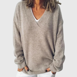 Taupe Oversized V-Neck Jumper