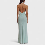 Clara | Open-Back Satin Maxi Dress