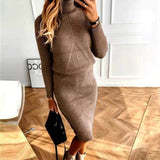 Petra | Knit Turtleneck Midi Dress