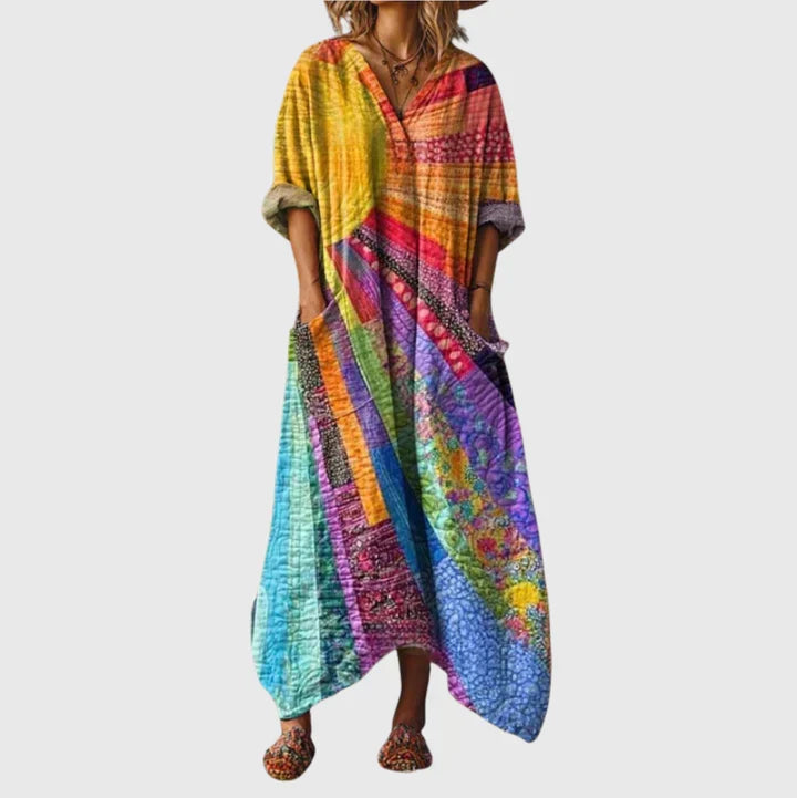 Colourful Print Maxi Dress