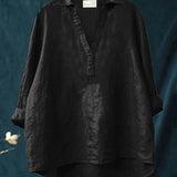 Elegant Summer Blouse in Black Linen