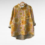 Elegant Summer Blouse in Dark Millefiori