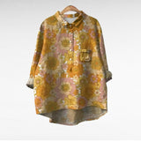 Elegant Summer Blouse in Dark Millefiori