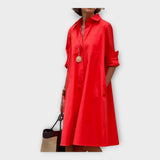 Raquel | Collared A-Line Shirt Dress with Pockets
