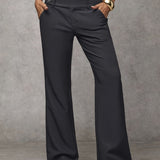Camille | High-Waisted Wide-Leg Trousers with a Button Waist