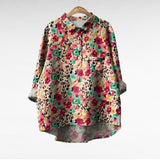 Elegant Summer Blouse in Dark Millefiori