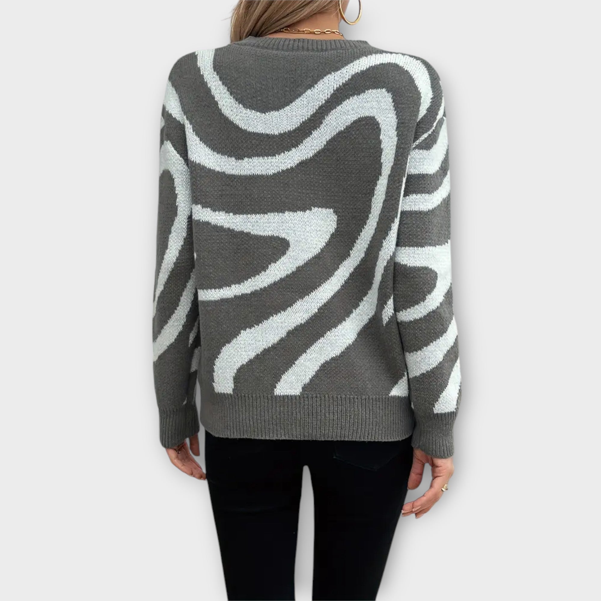 Grey Wave Pattern Jumper