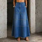 Mermaid-Cut Denim Midi Skirt