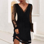 Lorna | V-Neck Evening Dress with Sparkly Sleeves
