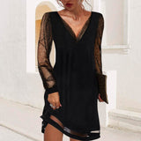 Lorna | V-Neck Evening Dress with Sparkly Sleeves
