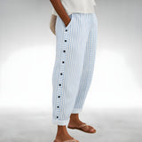 Milan | Cropped Tapered Trousers with Button Detail
