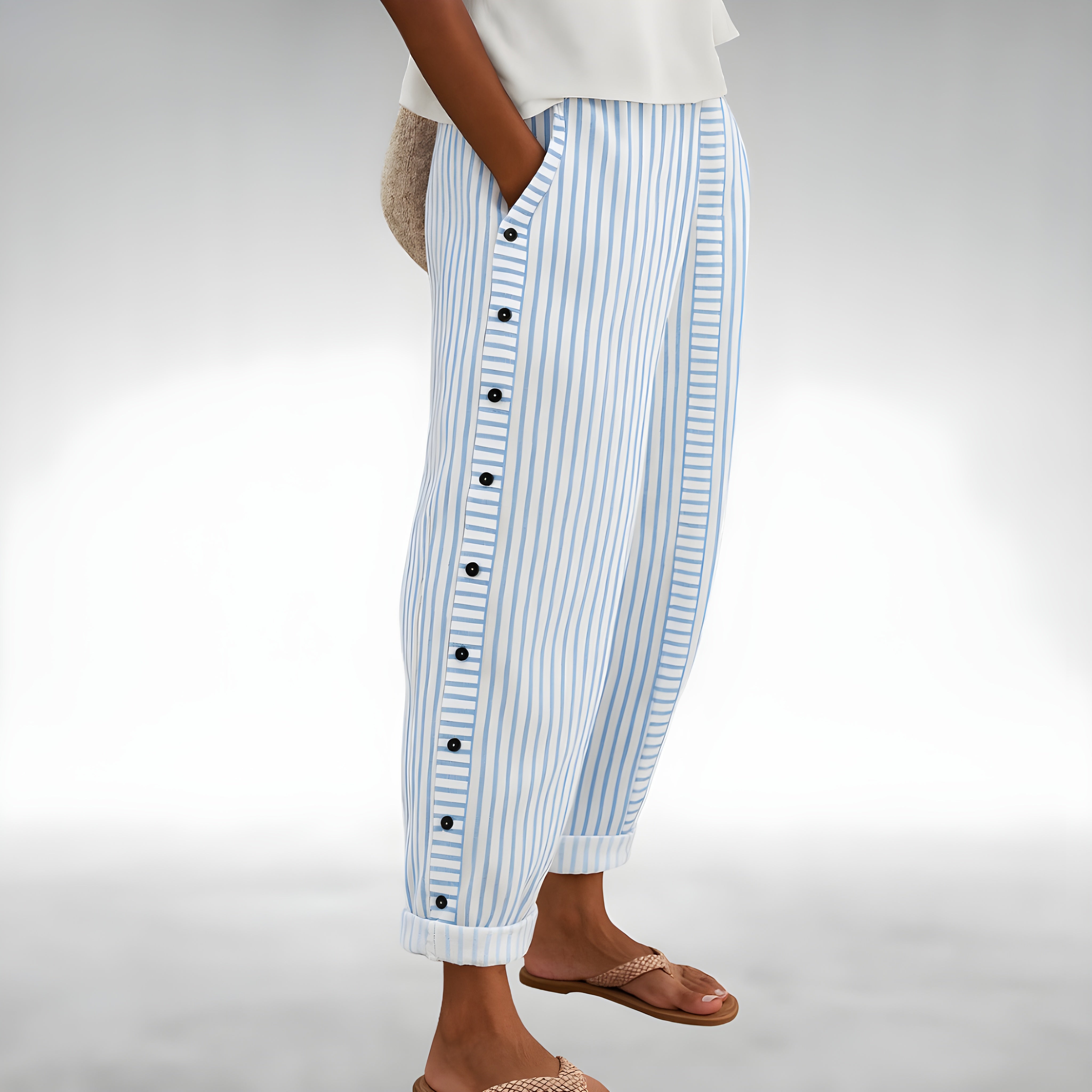 Milan Lightweight Comfort Pants Blue, photo studio