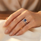 Sinead | Silver Sapphire Halo Ring